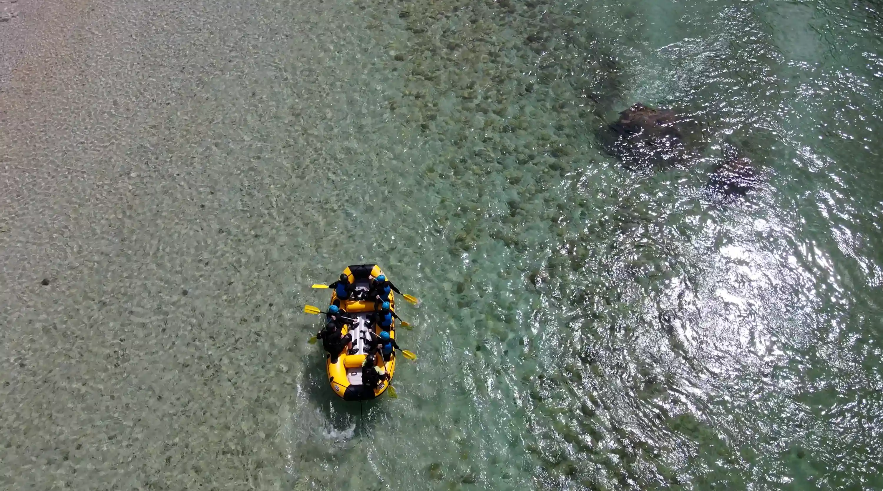 Family rafting trip on the Soča river