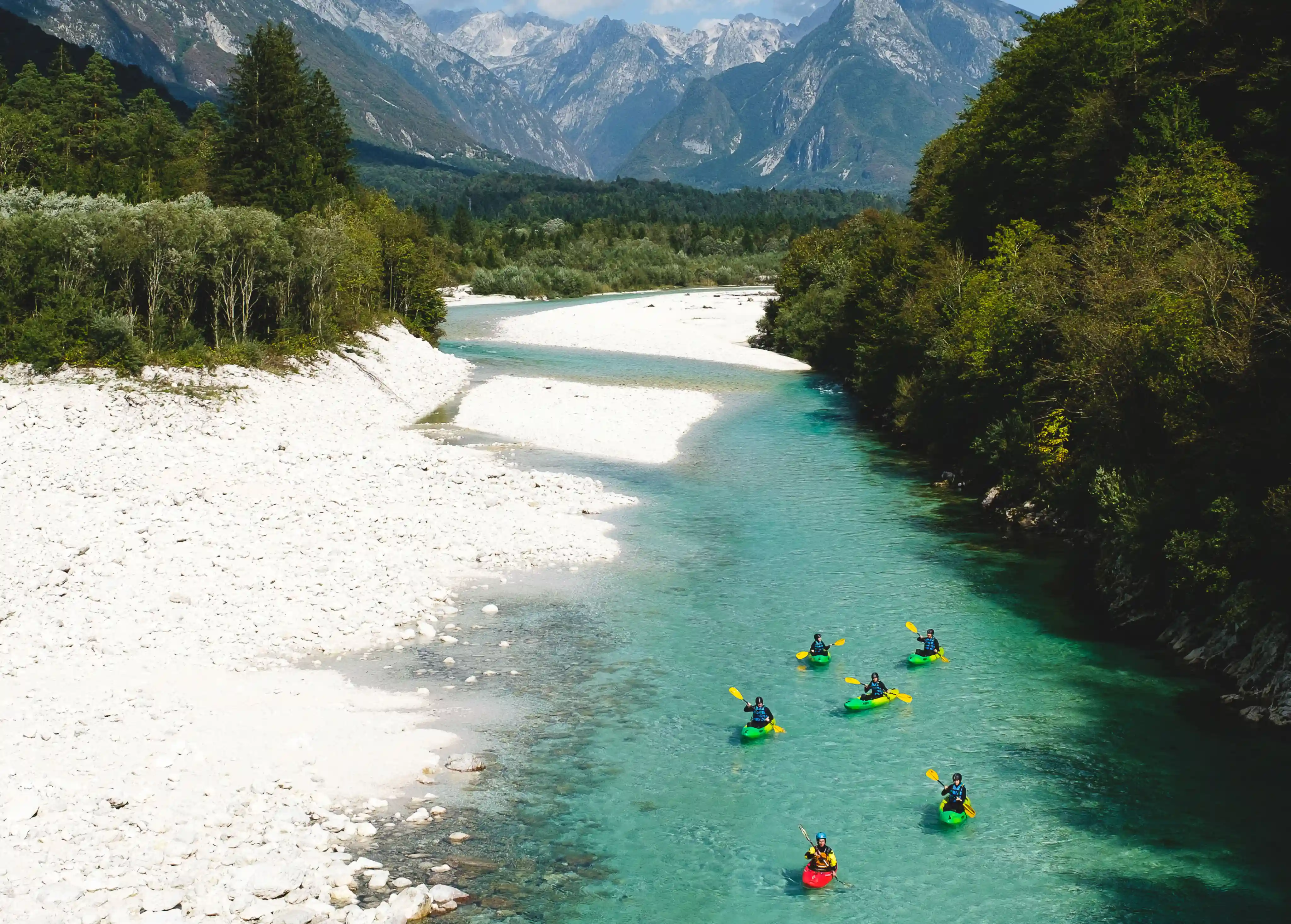 Panorama kayaking trip on the Soča river